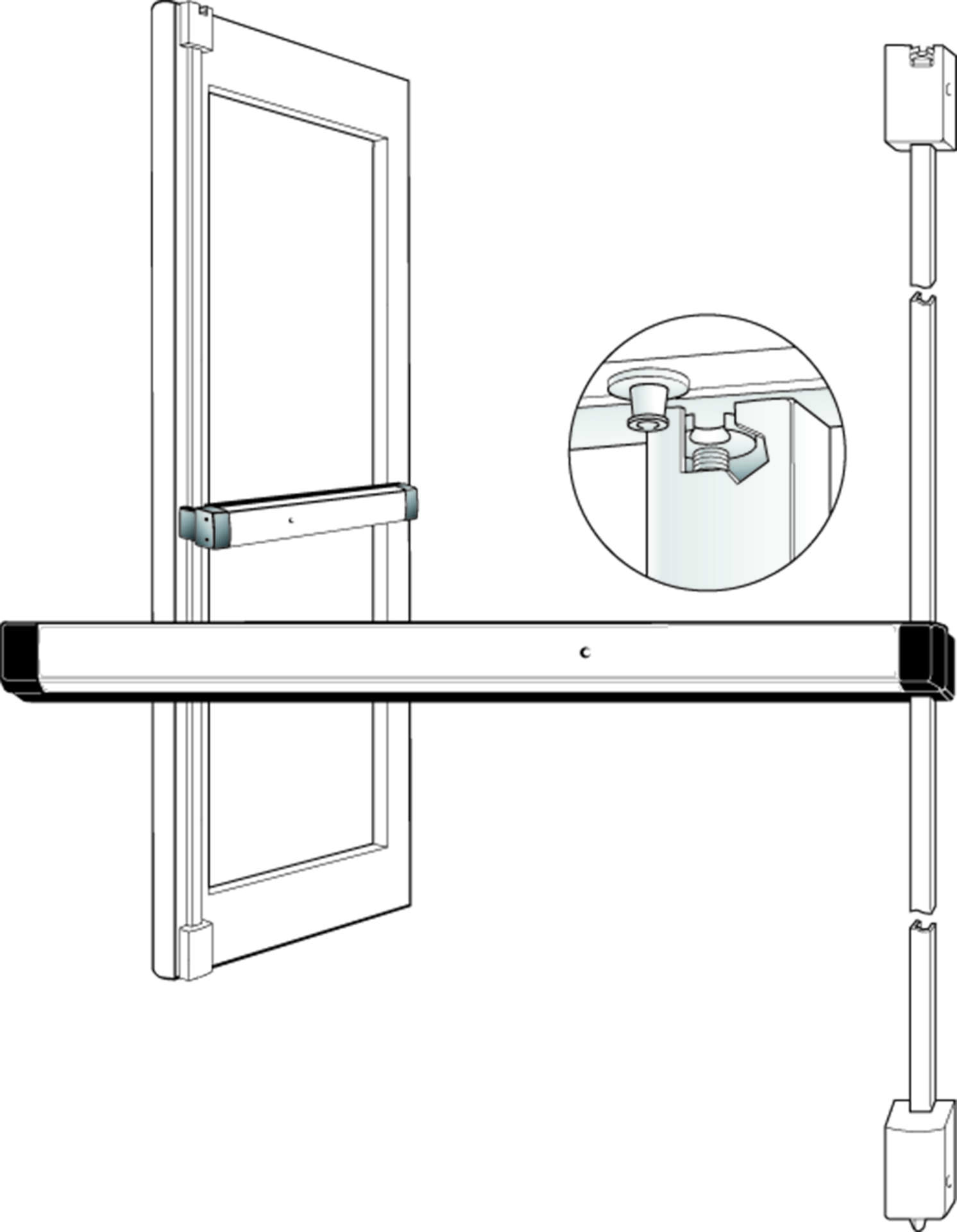Adams Rite 8211-42 SVR Exit Device. Clear Anodized Finish Adams Rite 8211-42 SVR Exit Device. Clear Anodized Finish