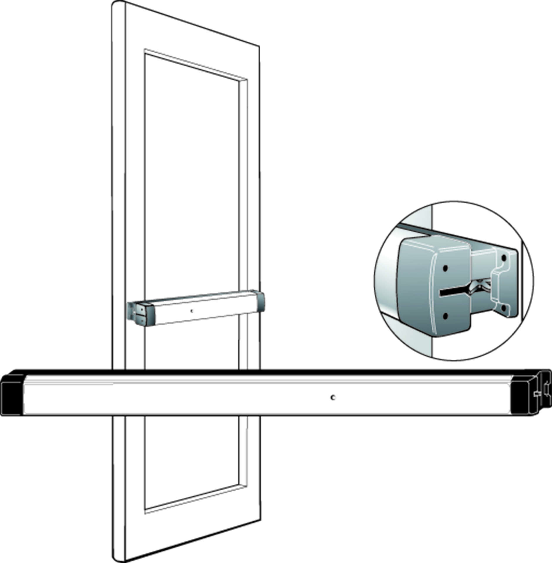 Adams Rite 8801-36 Rim Exit Device, Narrow Stile. Clear Anodized Finish