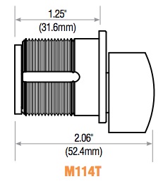 GMS Mortise T-Turn Cylinder. 10B Finish. ST Cam